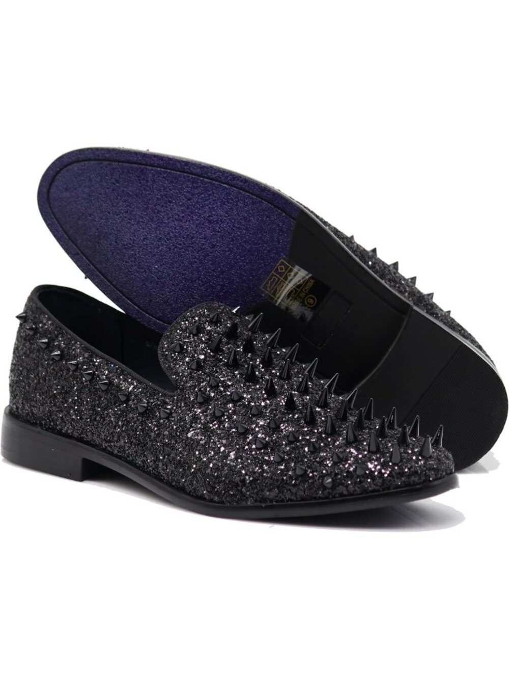 Enzo Romeo Men's Black Rubber Sole Vintage Loafers Slip On Classic Tuxedo Shoes
